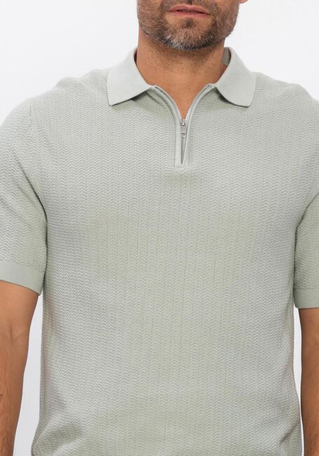 Groene SELECTED MEN Polo / T-shirt SLHCRAN SS KNIT STRUCTURE ZIP  POLO NOOS - large
