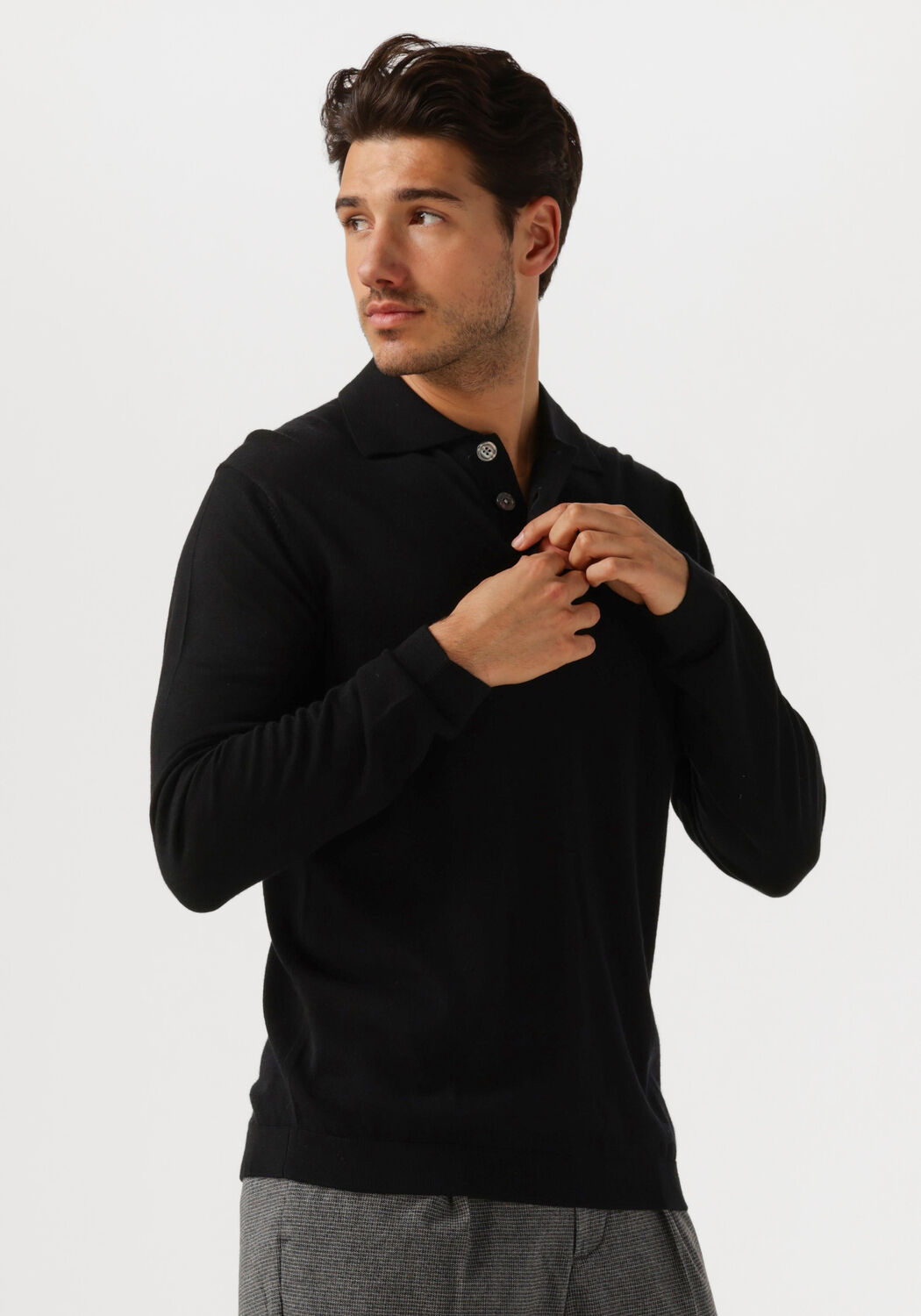 SELECTED HOMME Heren Truien & Vesten Slhtray Ls Knit Merino Polo Zwart