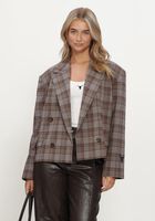 Bruine ALIX THE LABEL Blazers LADIES WOVEN CROPPED CHECK BLAZER