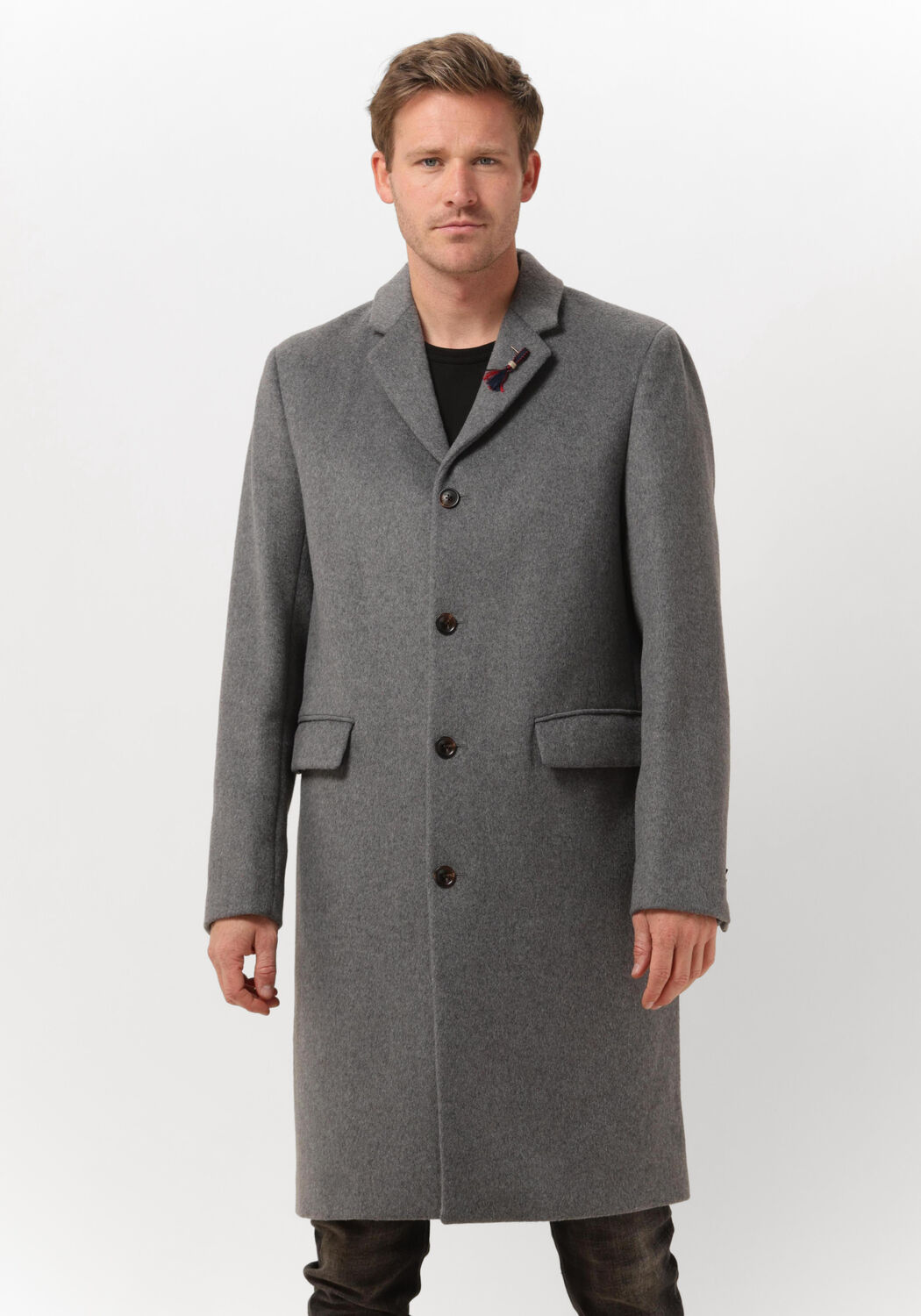 grijze scotch soda mantel classic wool blend overcoat