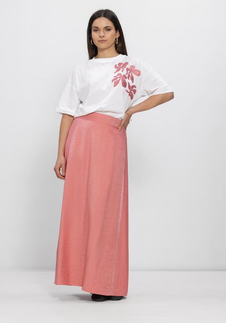 Witte JANSEN AMSTERDAM Tops & T-shirts RILEY SHIRT CO 184 SHORT SLEEVE WIDE FIT SATIN EMBROIDERY FLOWER - large