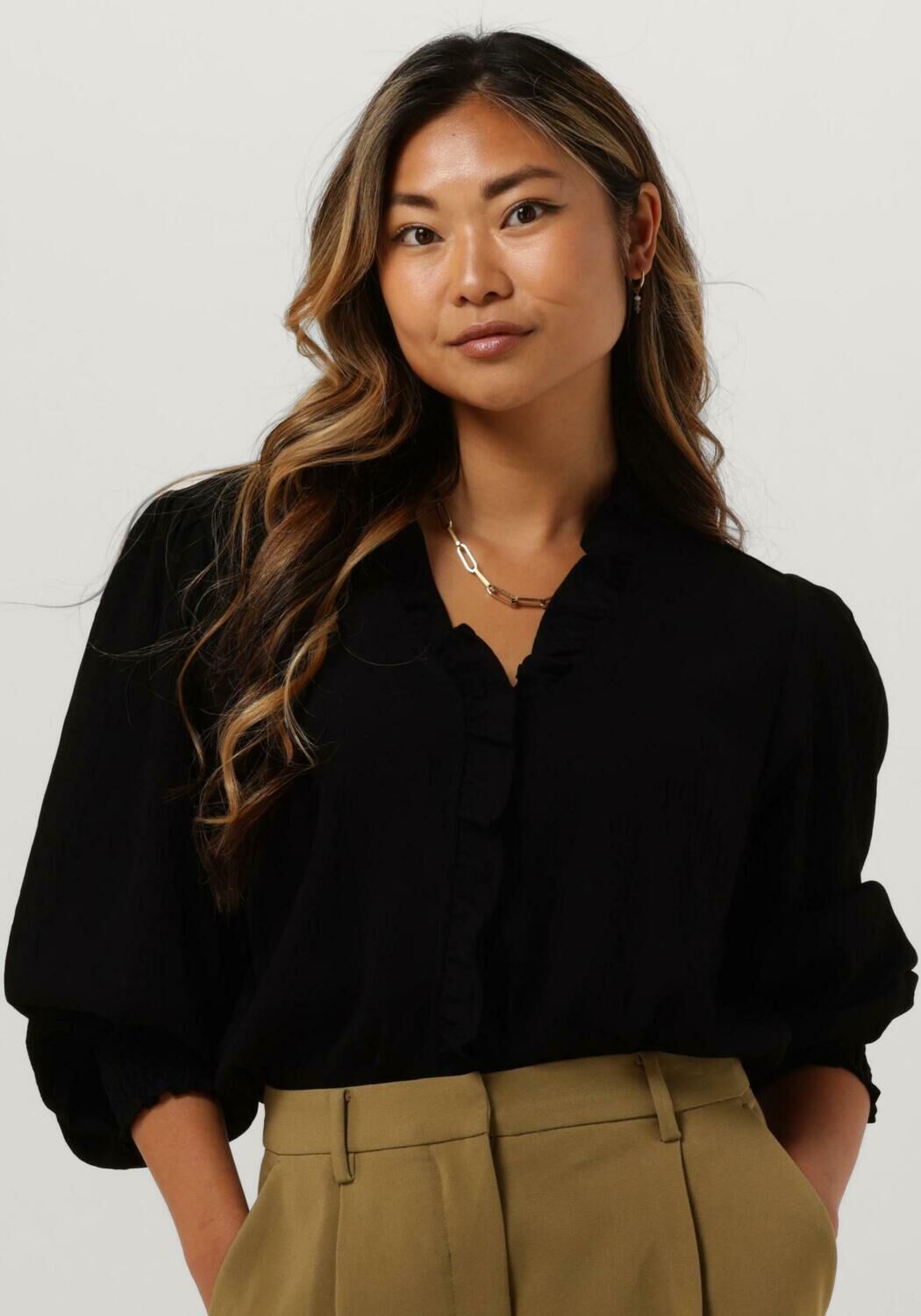 Zwarte CO'COUTURE Blouses SUEDA FRILL SHIRT - large