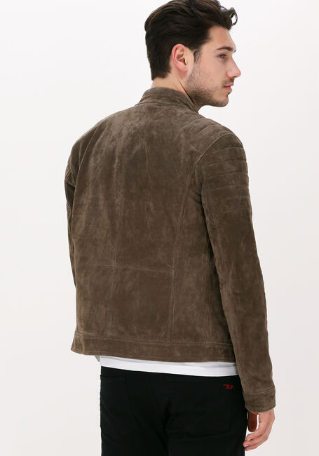 Bruine GOOSECRAFT Leren jas ANYTIME BIKER - large