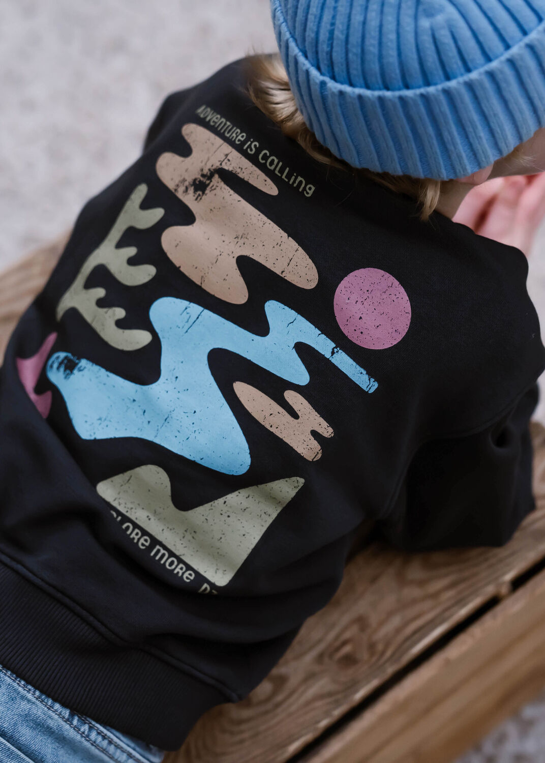 Zwarte DAILY7 Trui SWEATER OVERSIZED BACKPRINT - large