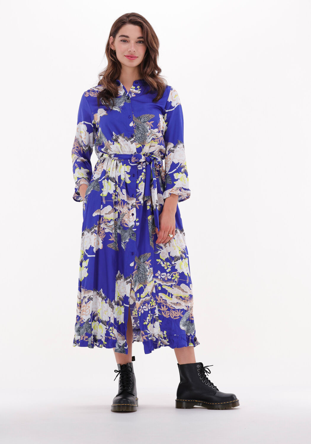 Blauwe LOLLYS LAUNDRY Midi jurk HARPER DRESS Omoda