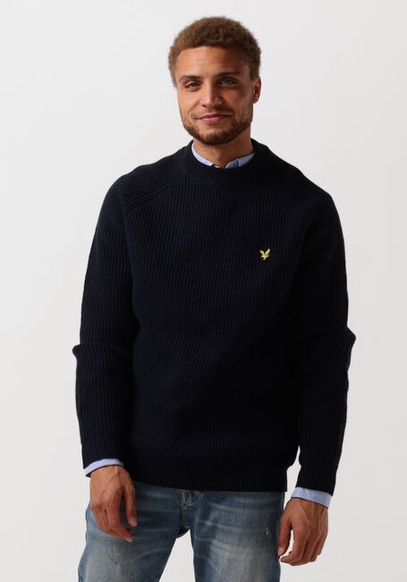 Blauwe LYLE & SCOTT Trui SHAKER STITCH MOCK NECK JUMPER - large