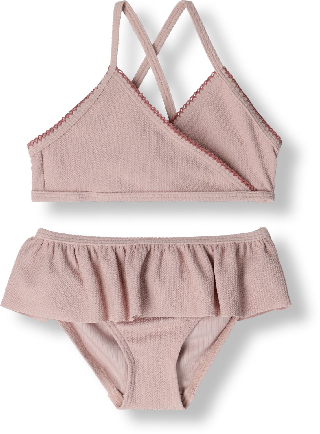 LIL' ATELIER MINI bikini NMFFAMKE met ruches oudroze Meisjes Polyester 98