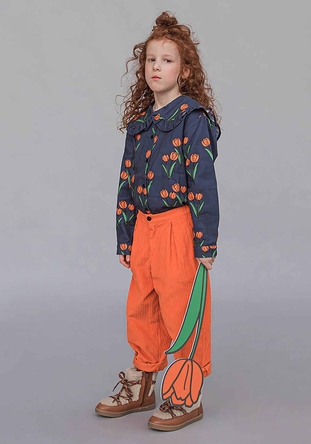 Blauwe CARLIJNQ Blouses TULIPS - BLOUSE WITH BIG COLLAR - large