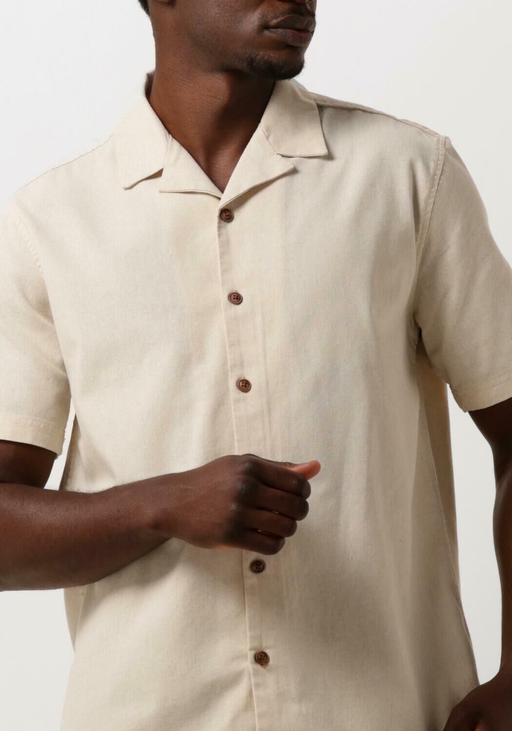ANERKJENDT Heren Overhemden Akleo S s Cot linen Shirt Zand