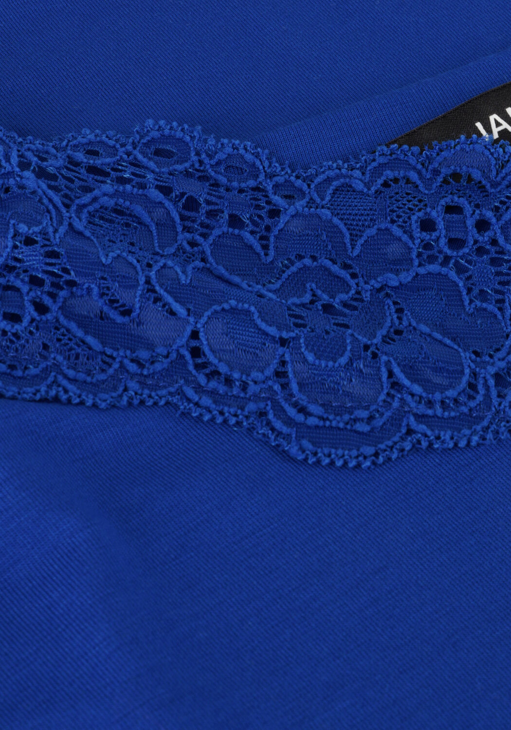 Blauwe JANSEN AMSTERDAM Top TC103 SINGLET WITH LACE AT NECKLINE - large