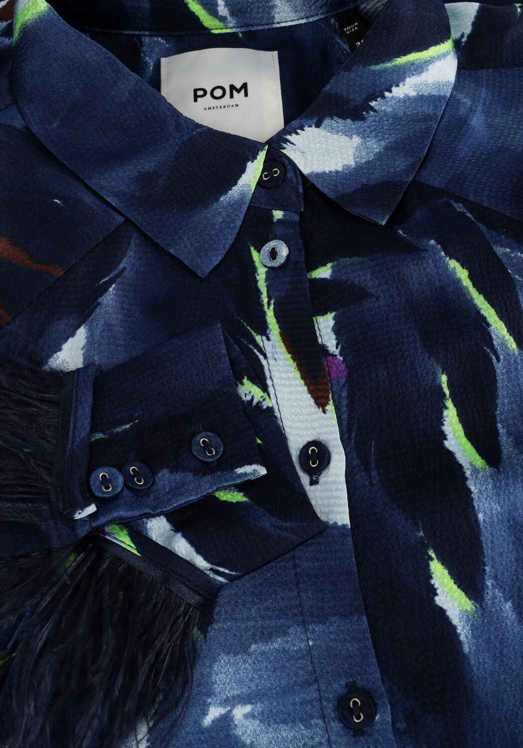 Blauwe POM AMSTERDAM Midi jurk JADA FEATHERS BLUE - large