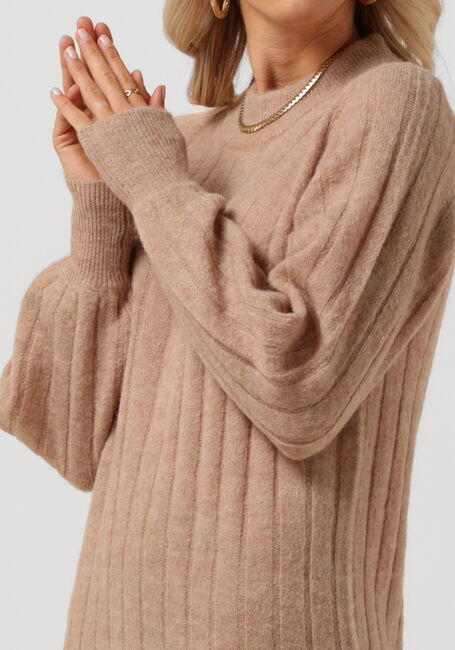 Taupe SELECTED FEMME Midi jurk GLOWIE LS KNIT O-NECK DRESS - large