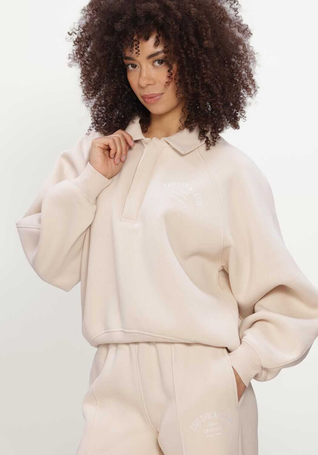 Beige THE LOLA CLUB Sweater EBONY POLO SWEATER - large
