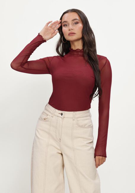 Bordeaux OBJECT Top OBJNELA LS O-NECK MESH TOP REP - large