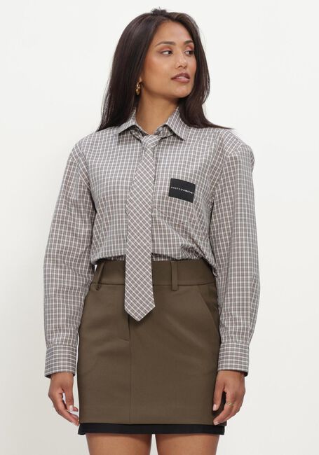 Beige HAUTE L'AMITI&Eacute; Tops & T-shirts CHESS TIE SHIRT - large