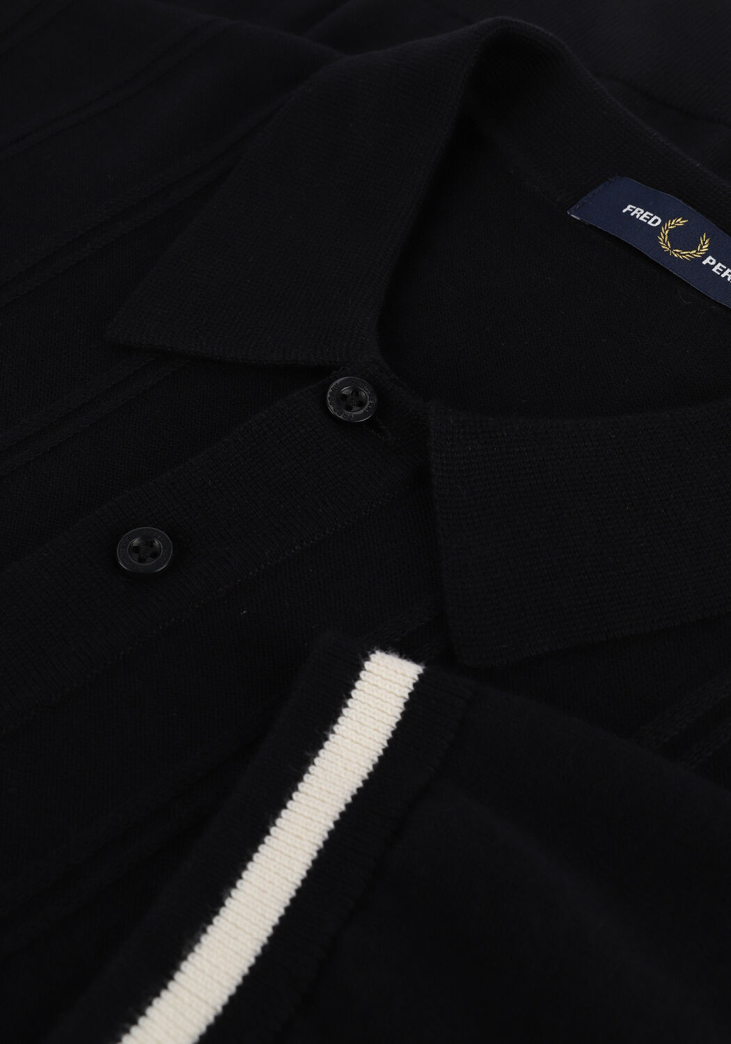 Zwarte FRED PERRY Polo TIPPING TEXTURE KNITTED SHIRT - large