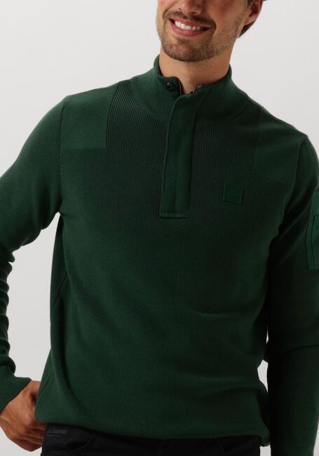 Groene PME LEGEND Trui HALF ZIP COLLAR COTTON KNIT - large