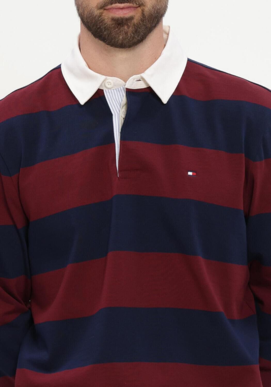 Donkerblauwe TOMMY HILFIGER Sporttruien ESSENTIAL STRIPE RUGBY - large