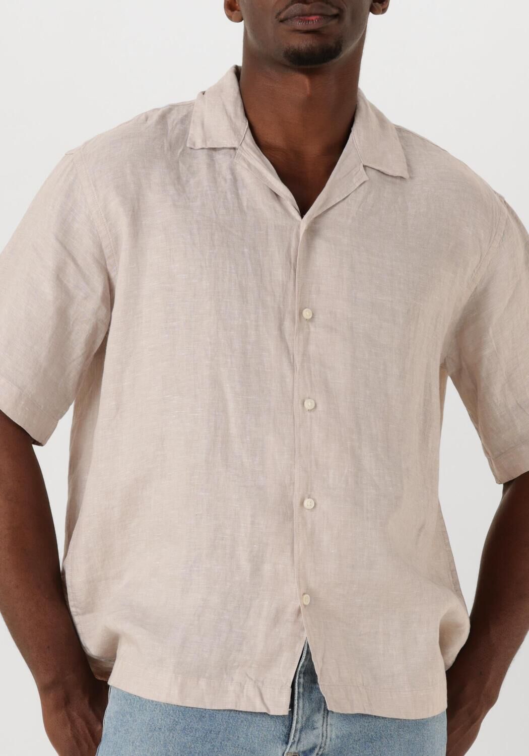 SELECTED HOMME Heren Overhemden Slhregkylian Ss Shirt Resort Beige