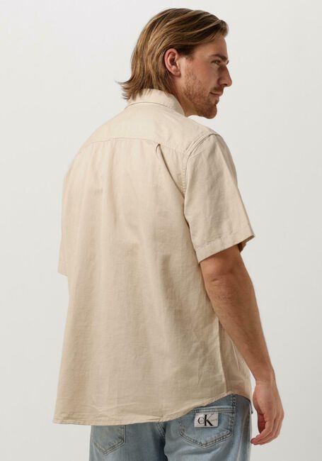 Beige CALVIN KLEIN Casual overhemd LINEN SS SHIRT - large