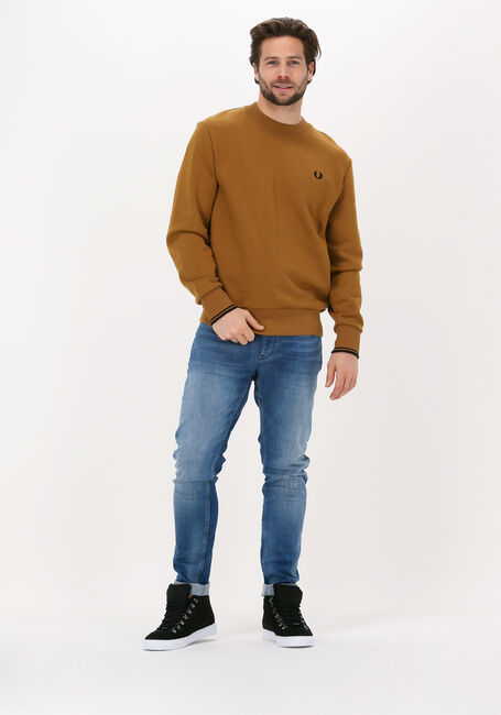Camel FRED PERRY Trui CREW NECK SWEATSHIRT - large