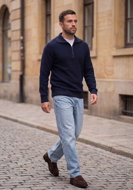 Donkerblauwe JC RAGS Trui PULLOVER HALF ZIP EDGAR - large