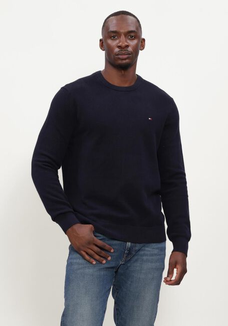 Donkerblauwe TOMMY HILFIGER Trui ESSENTIAL STRUCTURE CREW NECK - large