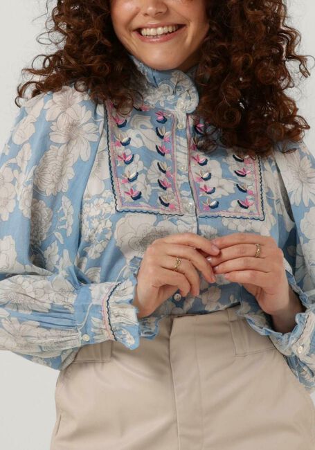 Lichtblauwe ANTIK BATIK Blouses PEONY BLOUSE - large