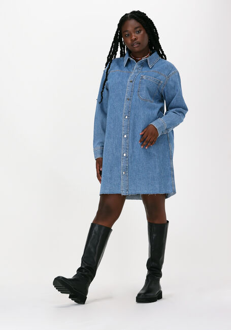 Blauwe CALVIN KLEIN Midi jurk DAD SHIRT DRESS - large