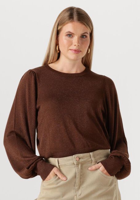 Bruine MINUS Top LIVA METALLIC LONG SLEEVE - large