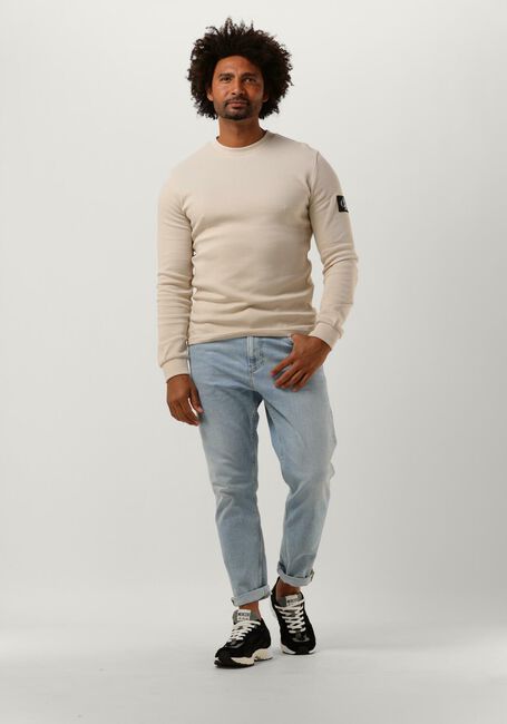 Beige CALVIN KLEIN Sweater MONOLOGO BADGE WAFFLE LS TEE - large