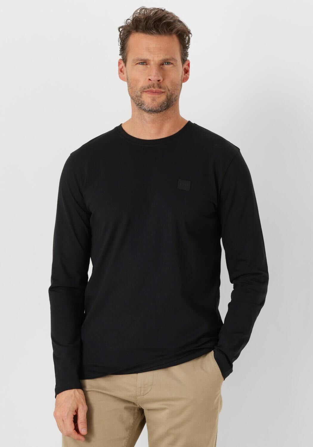 Boss Orange Shirt met lange mouwen Tacks 10242631 02 met merkembleem op de borst