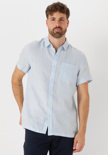 Lichtblauwe SCOTCH & SODA Casual overhemd SHORT-SLEEVED REGULAR FIT LINEN SHIRT - large