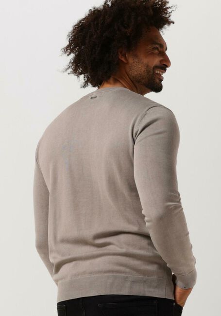 Taupe PUREWHITE Trui CREWNECK KNIT WITH COTTON TWILL LABEL ON CHEST - large