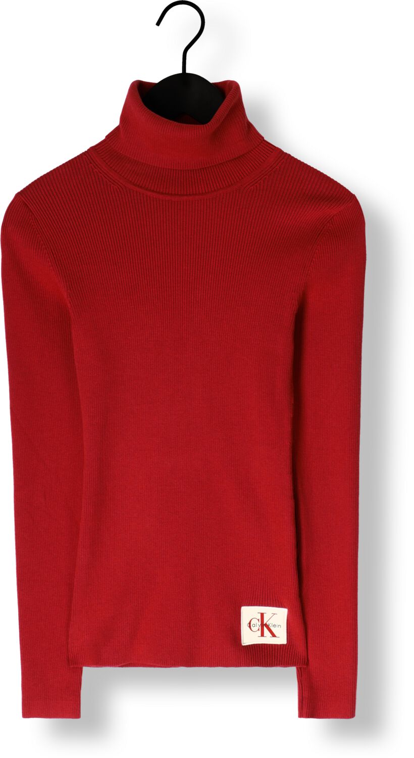 CALVIN KLEIN Dames Truien & Vesten Woven Label Roll Neck Rood