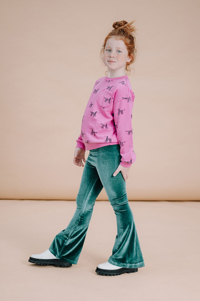 Groene SPROET & SPROUT Flared broek FLARE PANTS VELVET - large