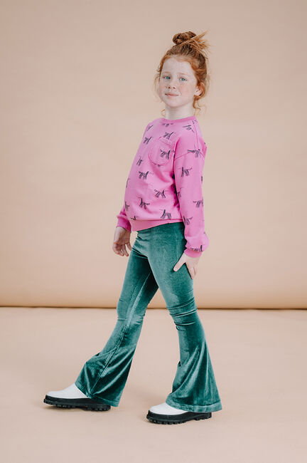 Groene SPROET & SPROUT Flared broek FLARE PANTS VELVET - large