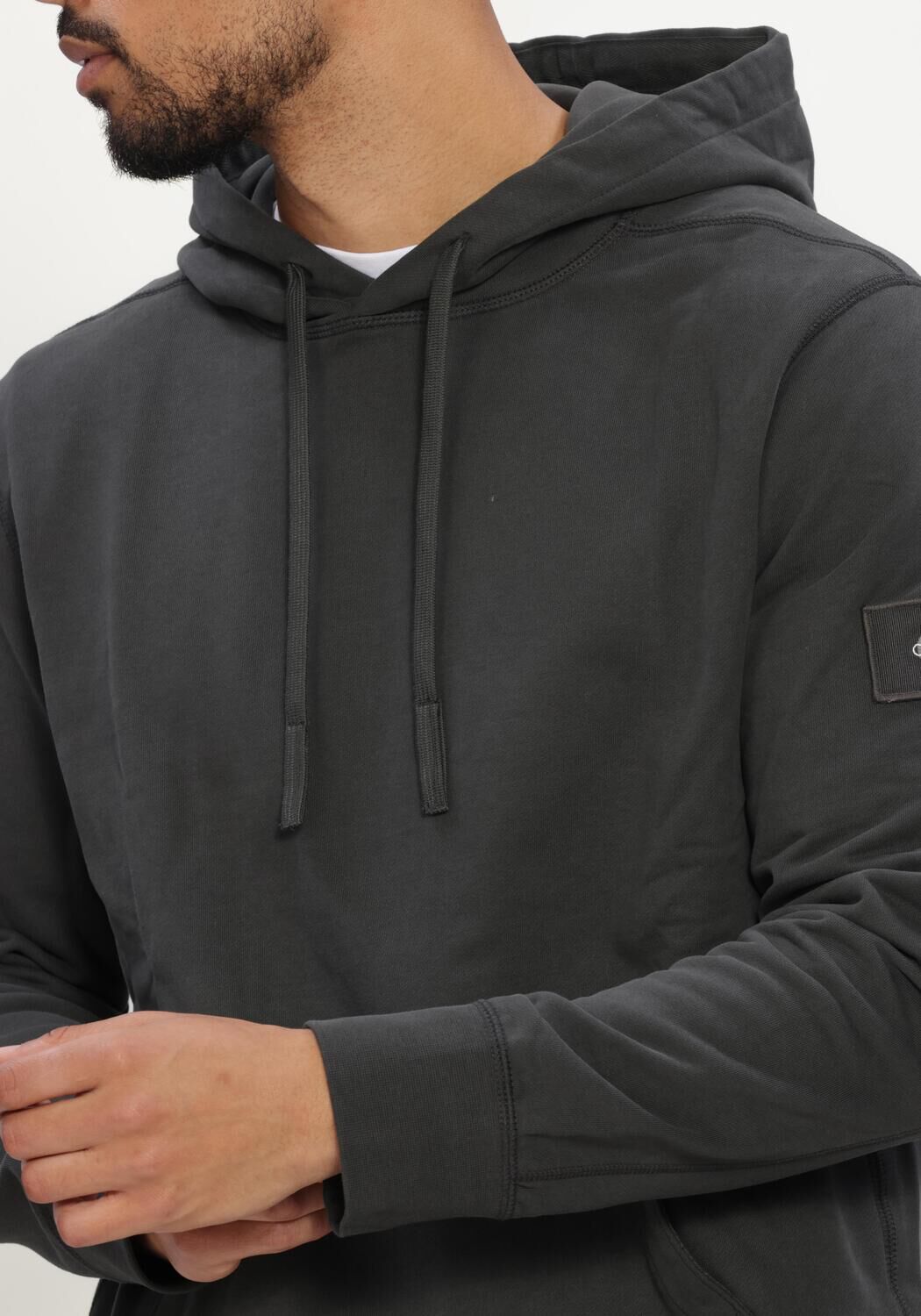CALVIN KLEIN Heren Truien & Vesten Ls Eu 350terry Badge Hoodie Antraciet