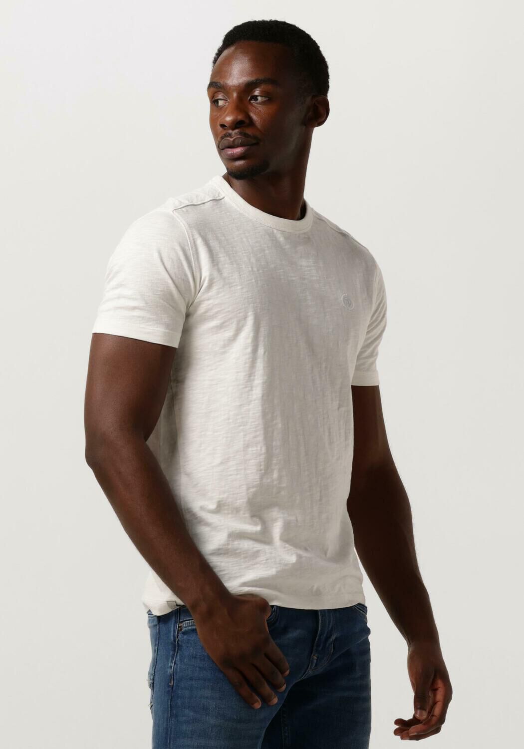 CAST IRON Heren Polo's & T-shirts Short Sleeve R-neck Organic Cotton Slub Essential Wit