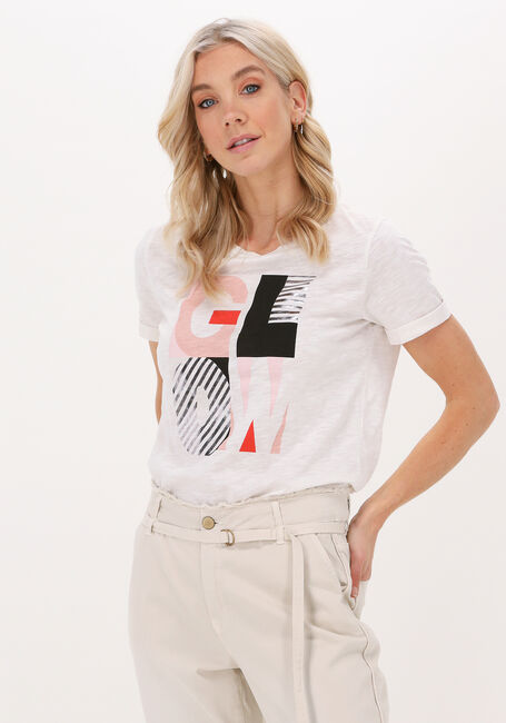Gebroken wit SUMMUM T-shirt TEE GLOW ARTWORK COTTON SLUB - large