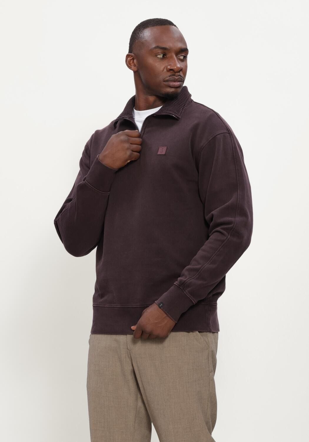 BUTCHER OF BLUE Heren Truien & Vesten Army Sweat Half Zip Bordeaux