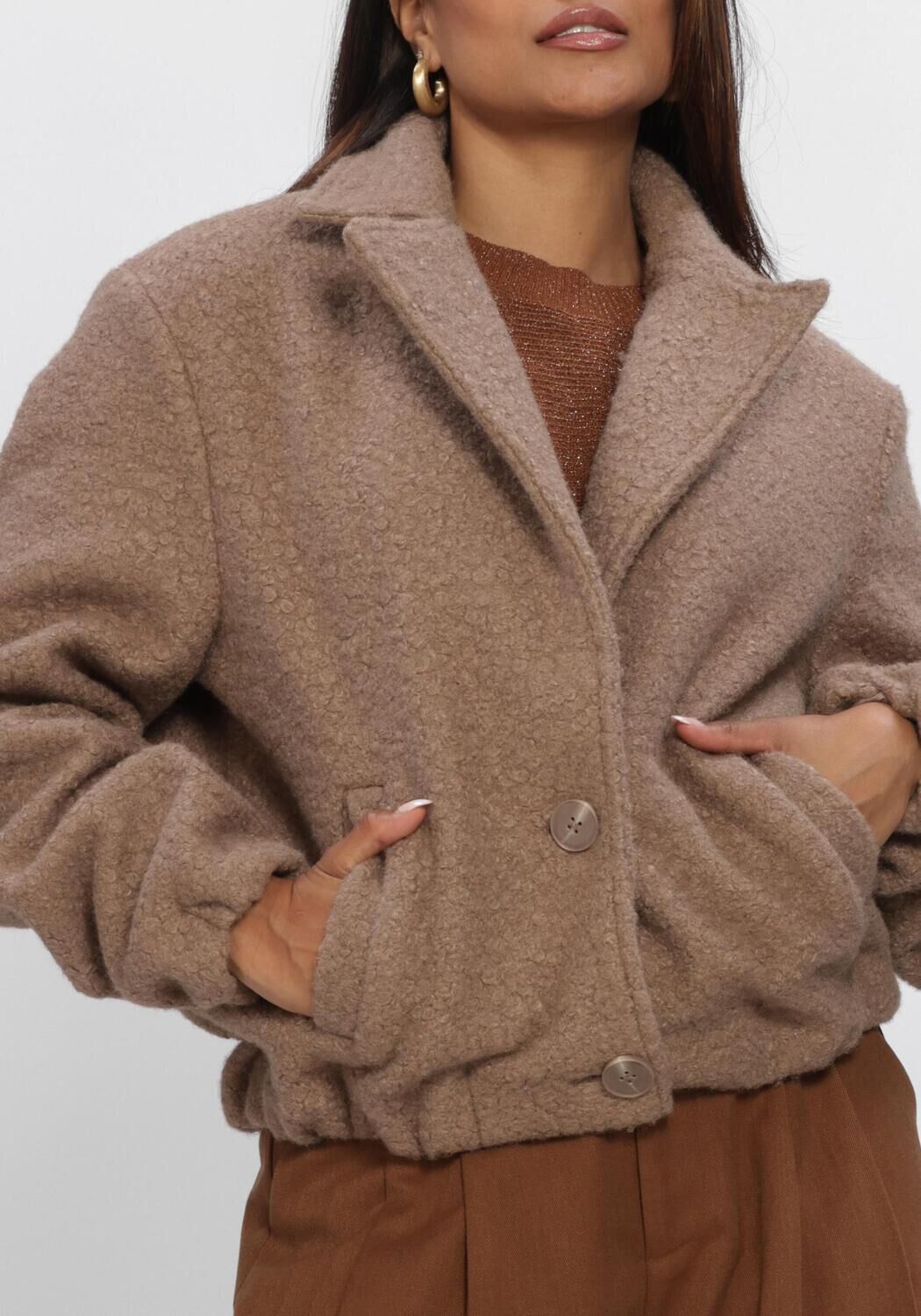 Camel NUKUS Teddy jas MADELIN JACKET BOUCLE - large