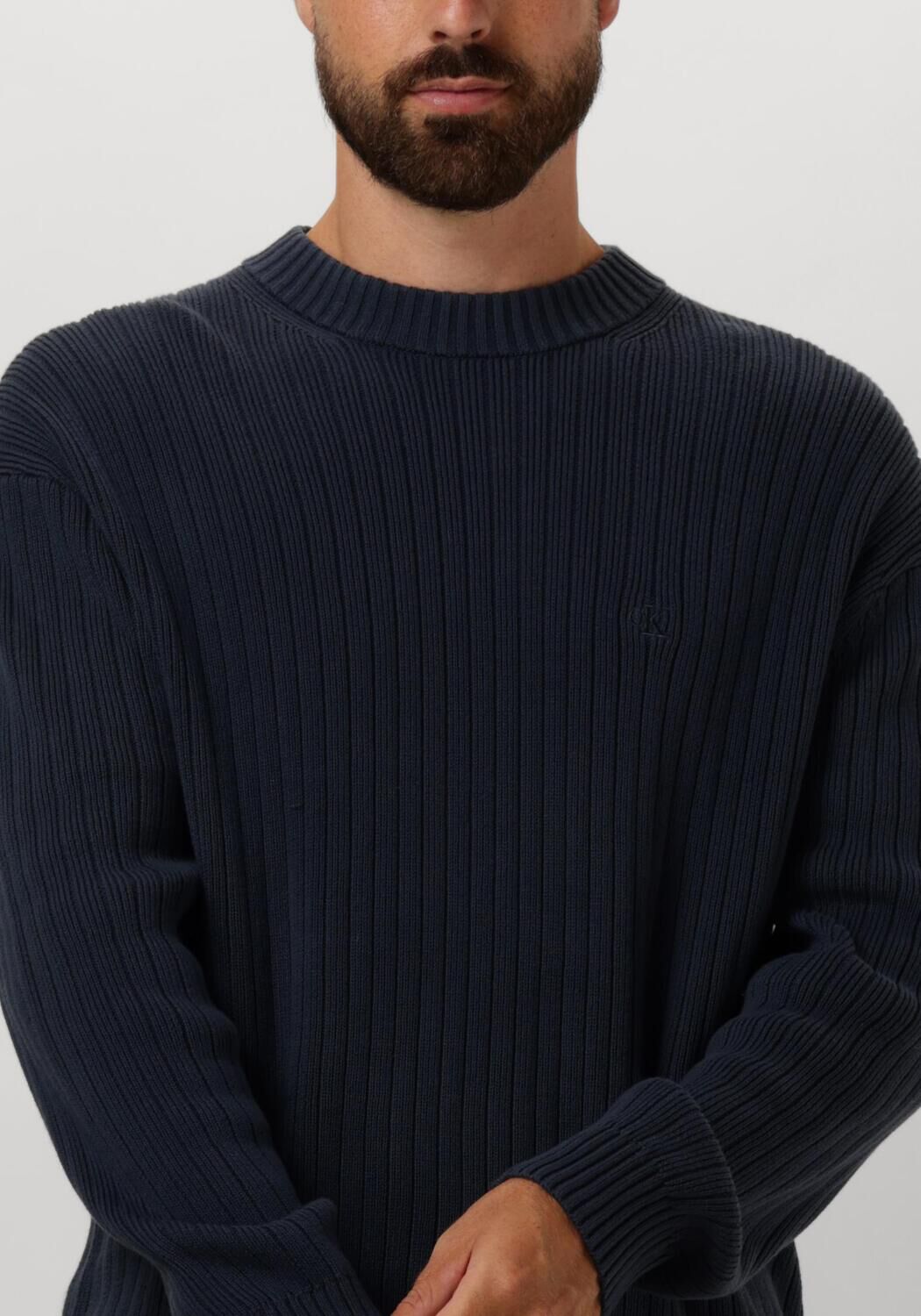 CALVIN KLEIN Heren Truien & Vesten Linear Sweater Donkerblauw