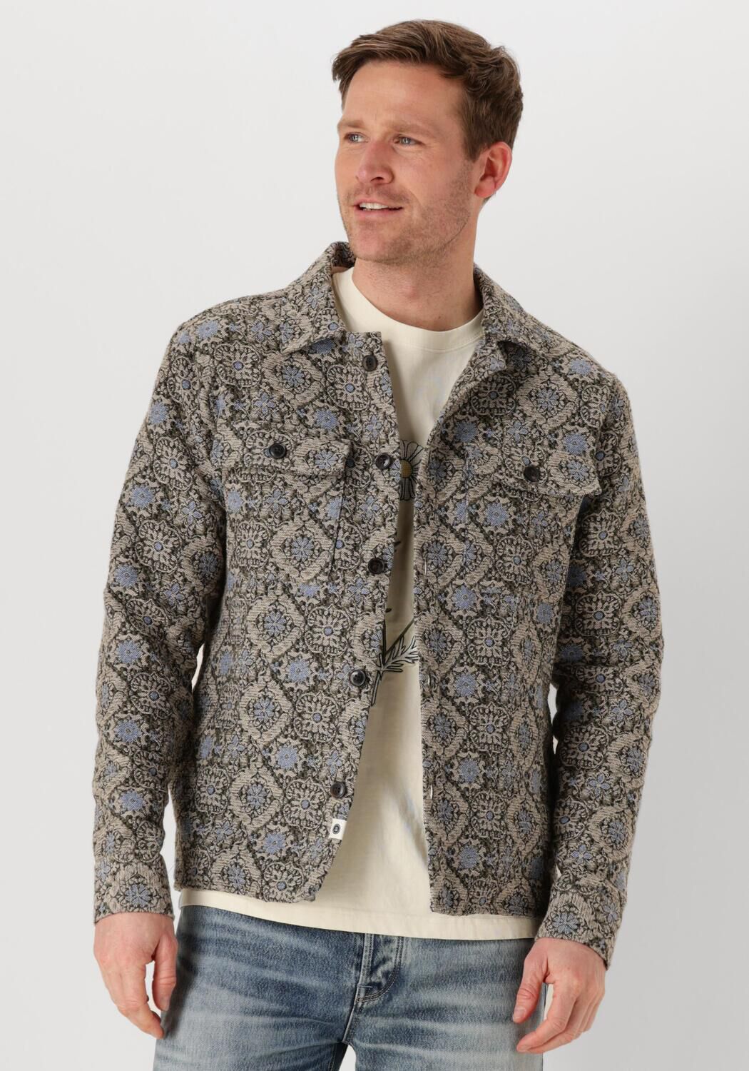 Anerkjendt Blauw Jacquard Overshirt voor Mannen Multicolor Heren