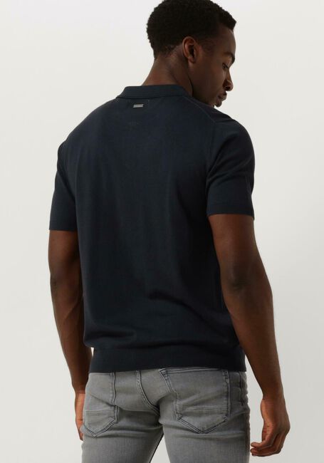 Donkerblauwe PURE PATH Polo KNITTED SHOTSLEEVE POLO HALF ZIP WITH CHEST EMBROIDERY - large