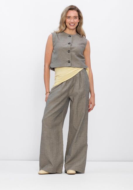 Taupe BY-BAR Wijde broek BENJI MELANGE PANTS - large