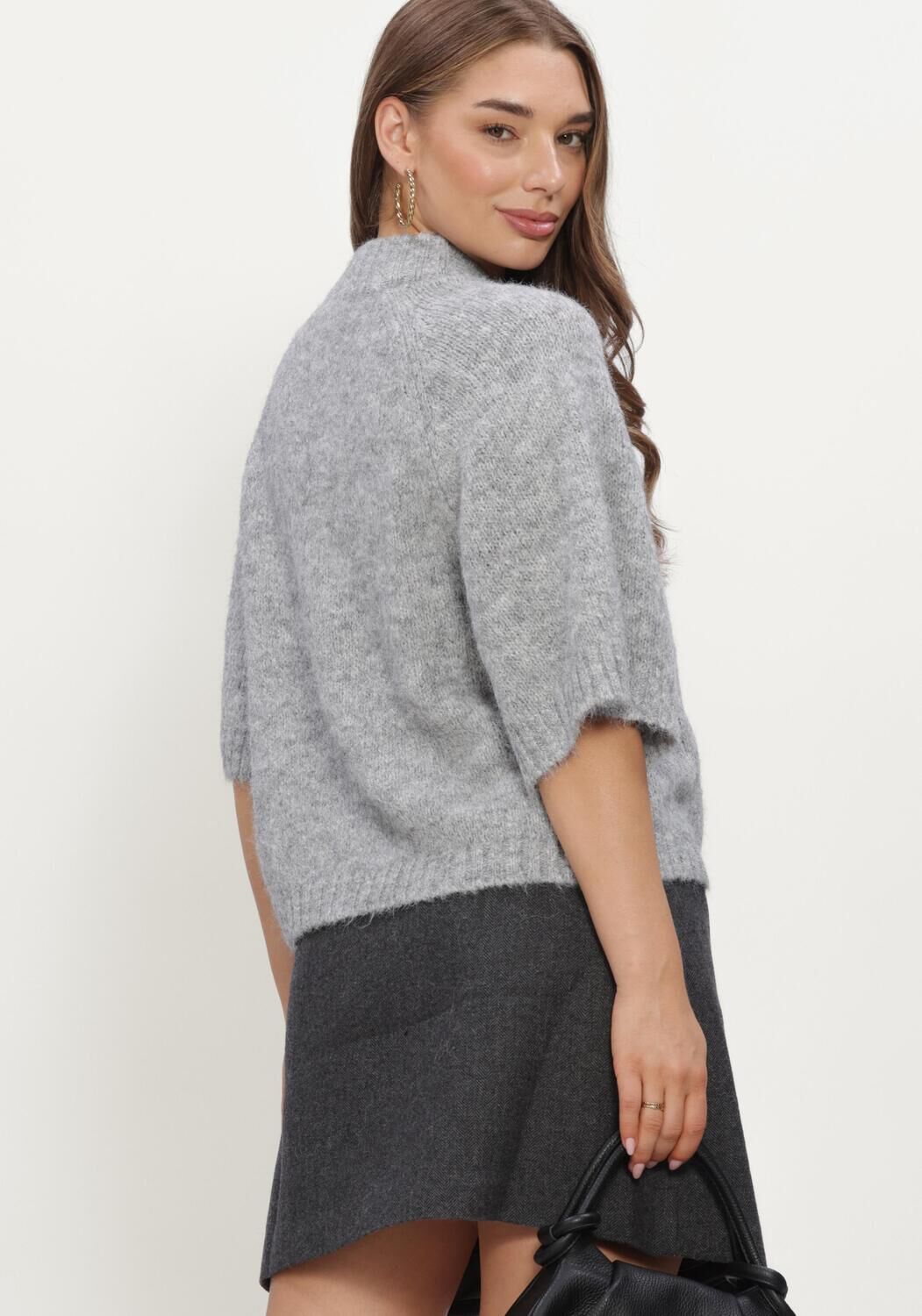 Grijze NEO NOIR Vest BENUTA FLUFFY KNIT CARDIGAN - large