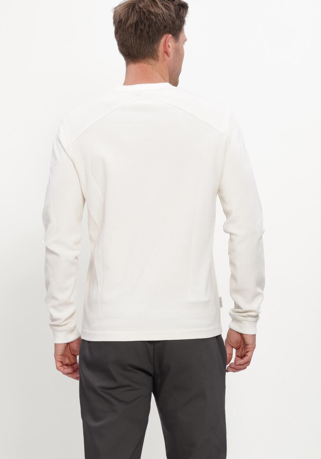 Gebroken wit CAST IRON T-shirt LONG SLEEVE R-NECK REGULAR FIT WAFFLE - large