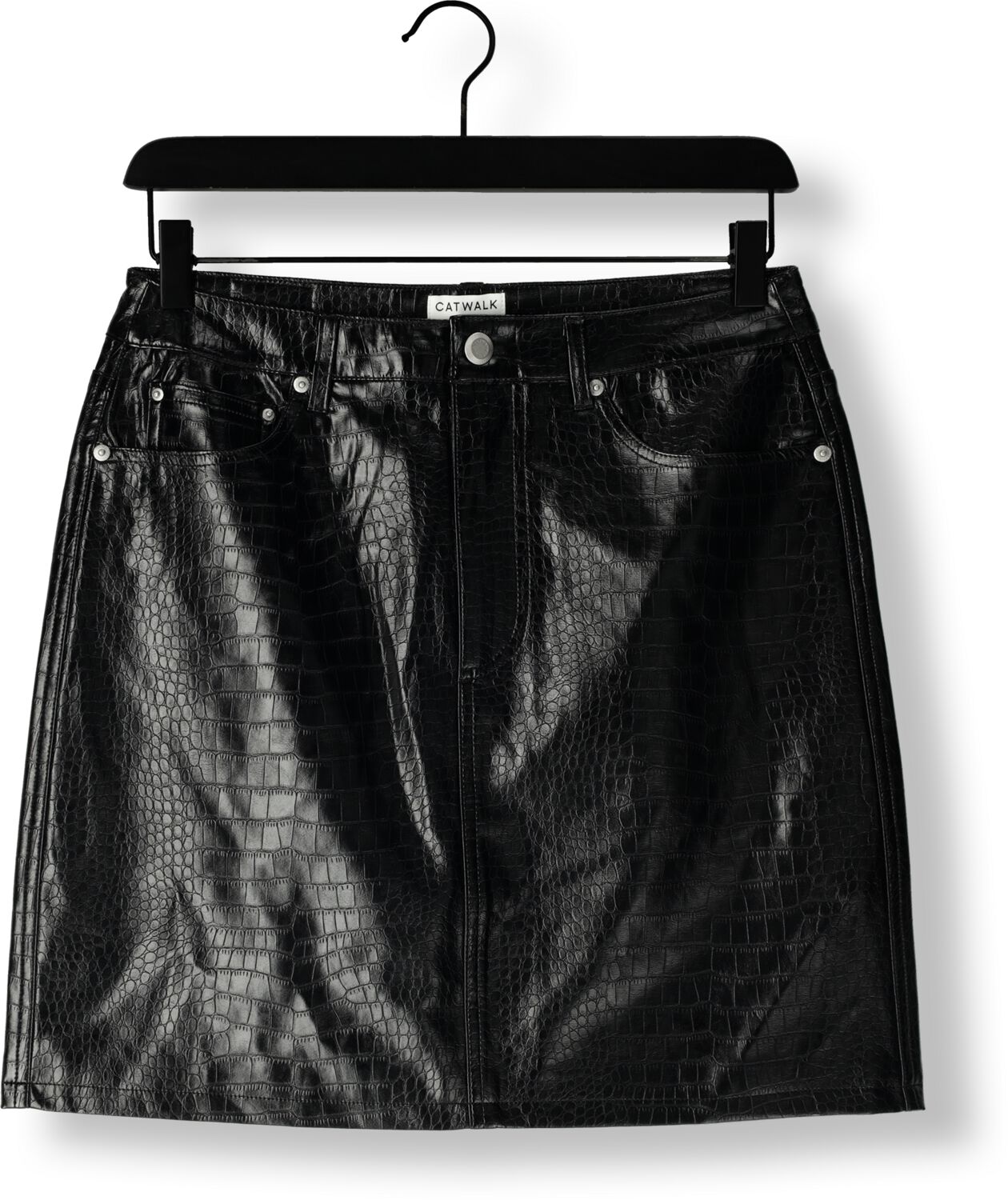 CATWALK JUNKIE Dames Rokken Short Textured Vegan Leather Skirt Zwart