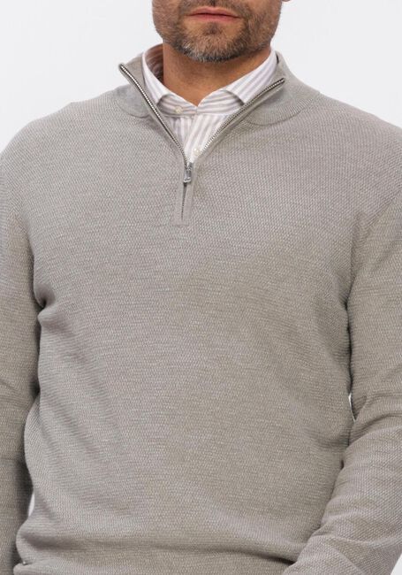 Blauwe PROFUOMO Trui PULLOVER HALF ZIP TWINKLE SLUB - large